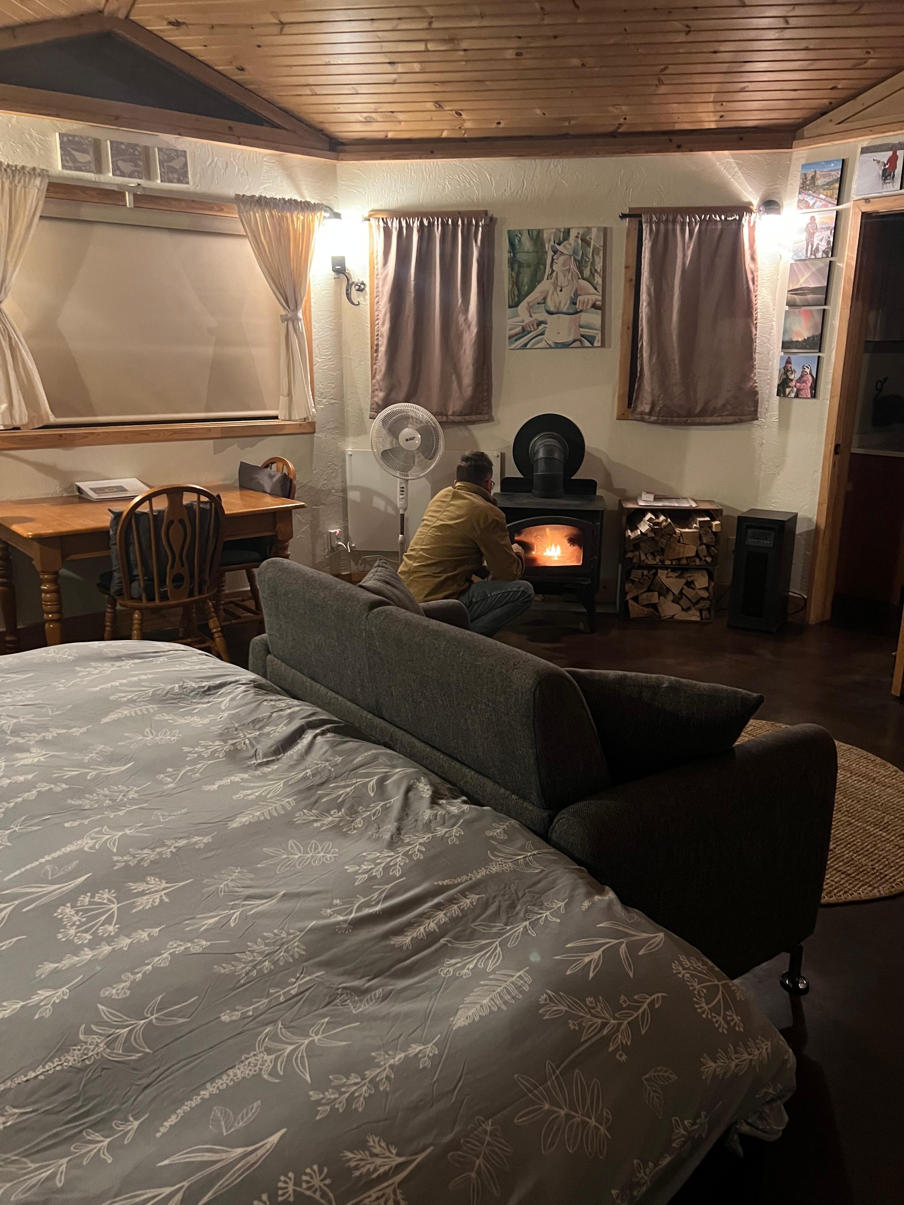 Getting a fire going upon arrival!