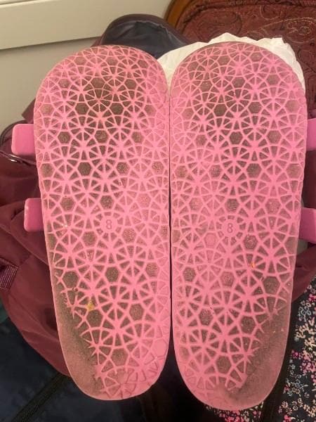 They were clean before we arrived.  Never used outside.  This was from the wood planking on the floor