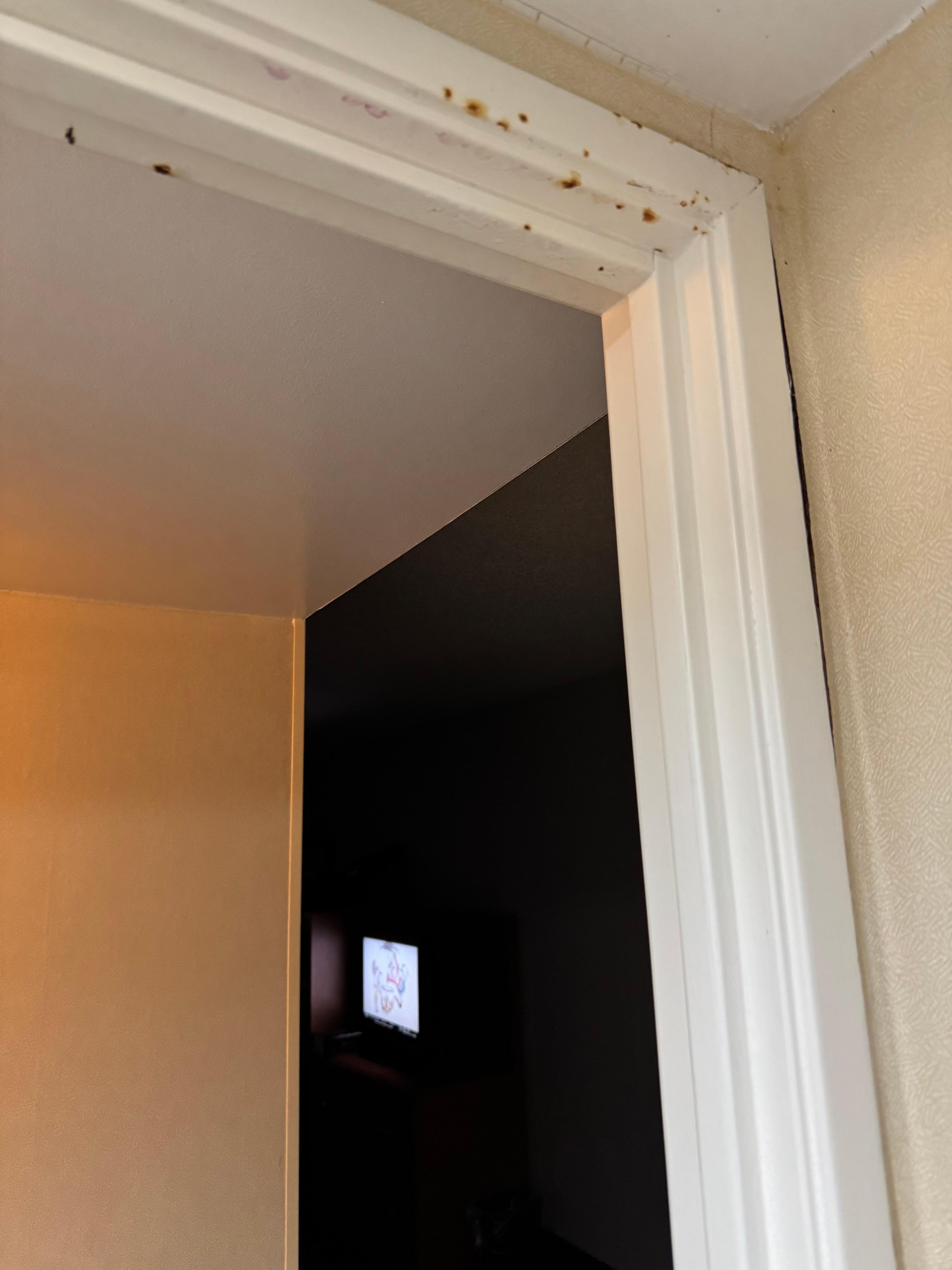 Rust stains on top of door