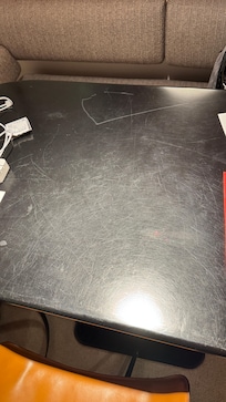 More scratches on this table than you can count. Bench cushion hard as a rock