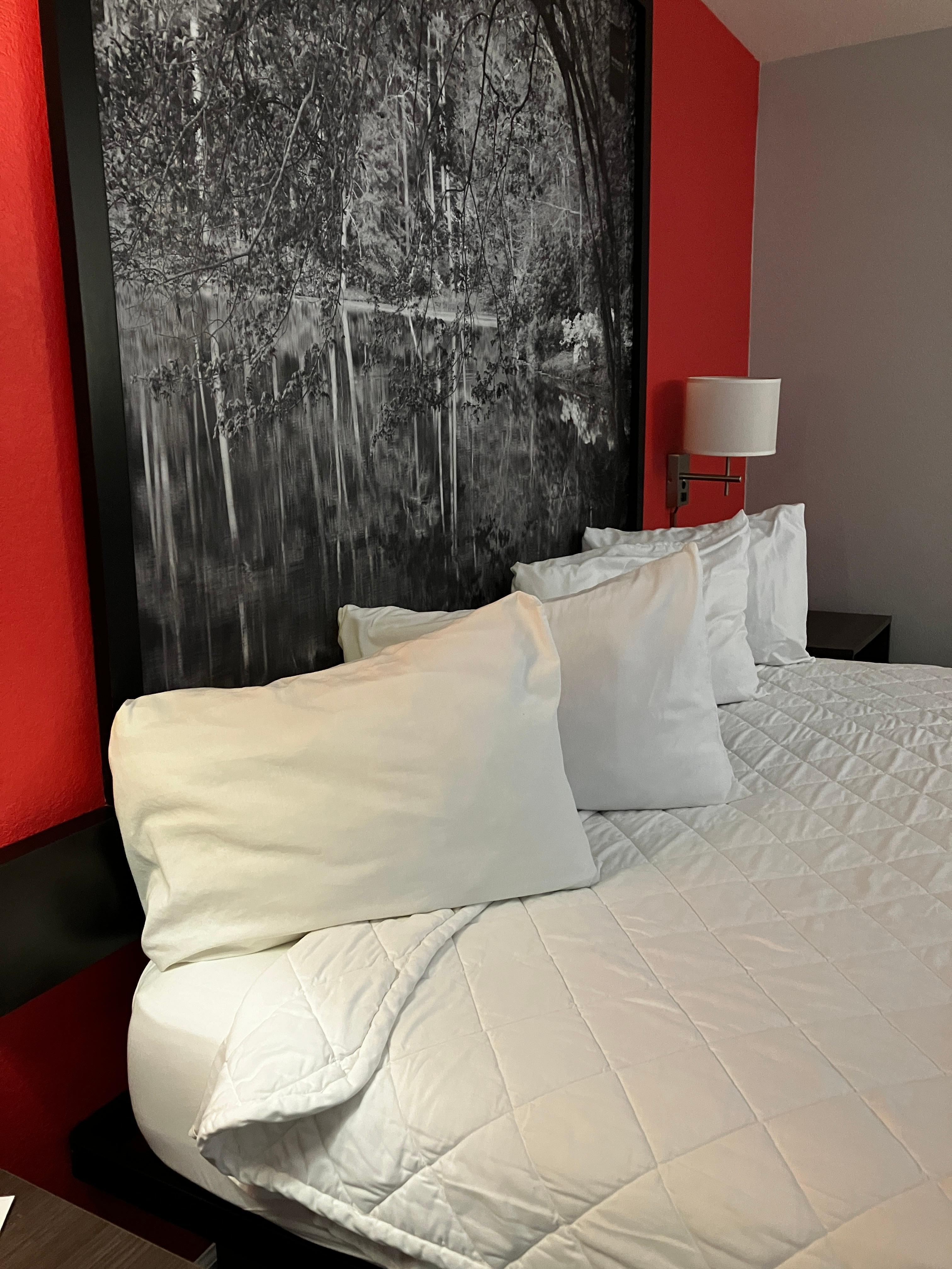 King size bed and pillows 