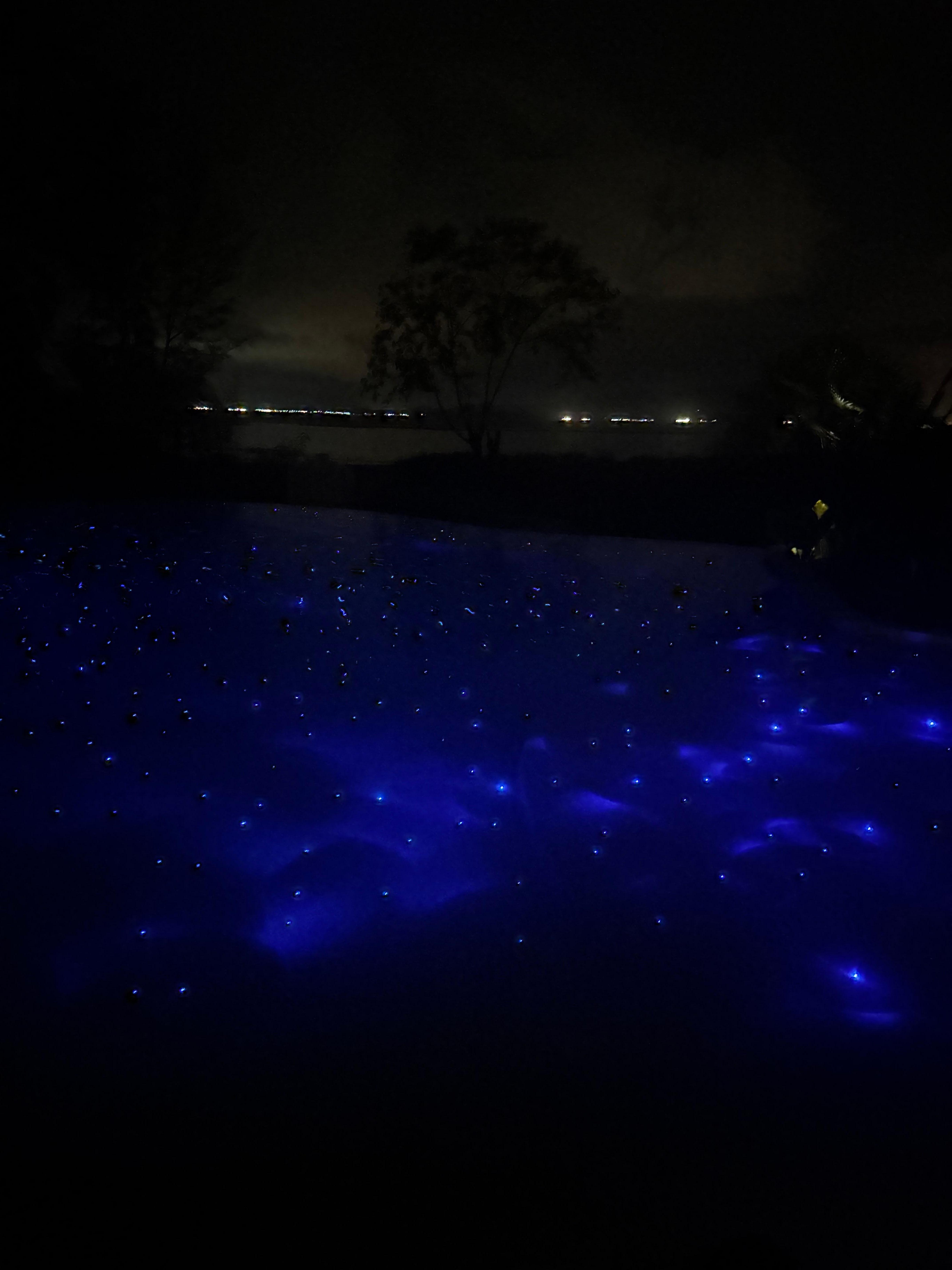 Pool område om aftenen/natten så smuk en oplevelse