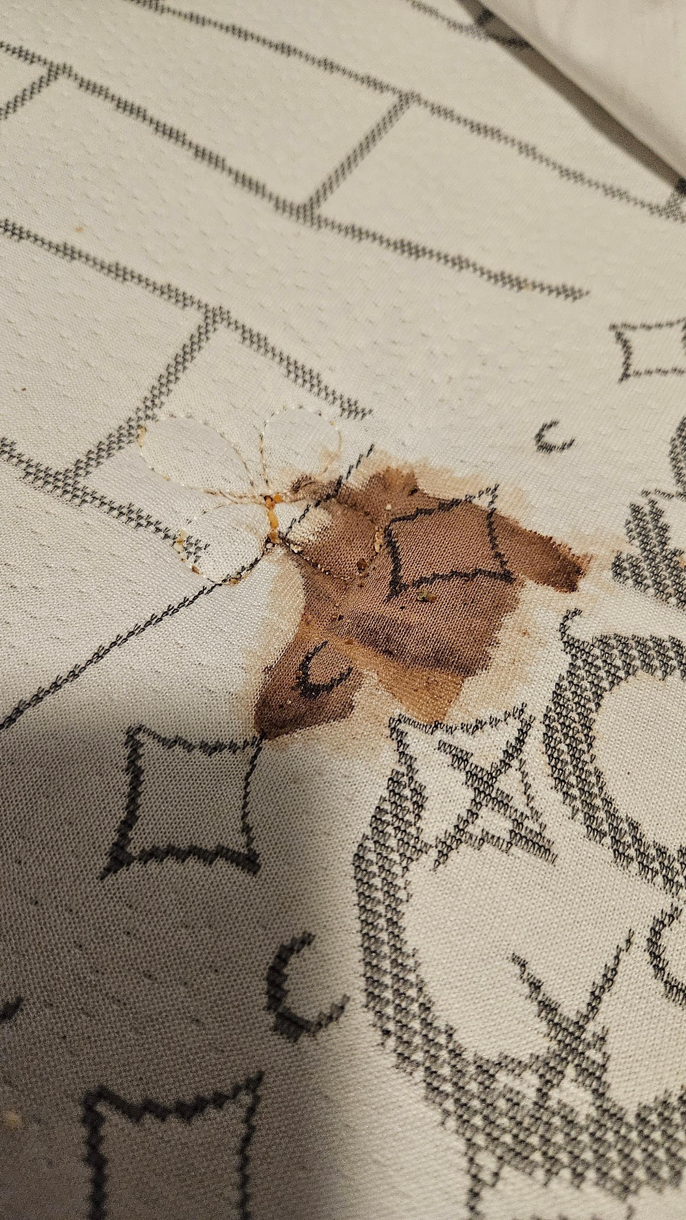 Blood stains on the mattress
 