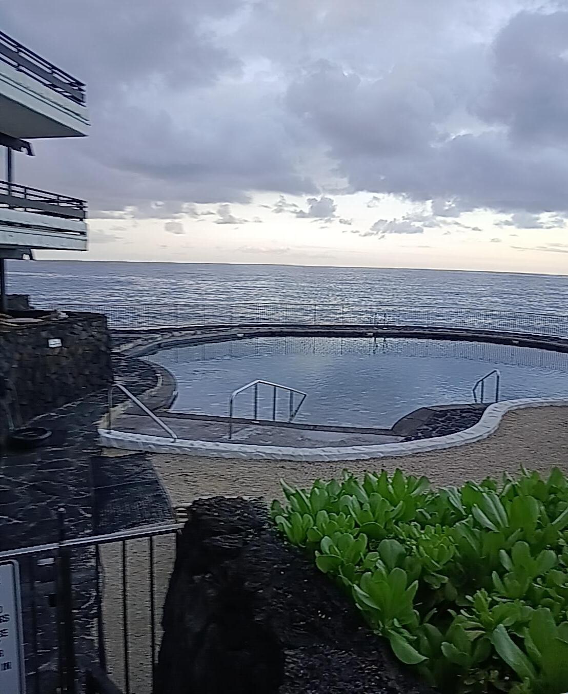 View from our deck over the central courtyard towards the beach
