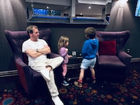 In the lobby waiting to go have dinner