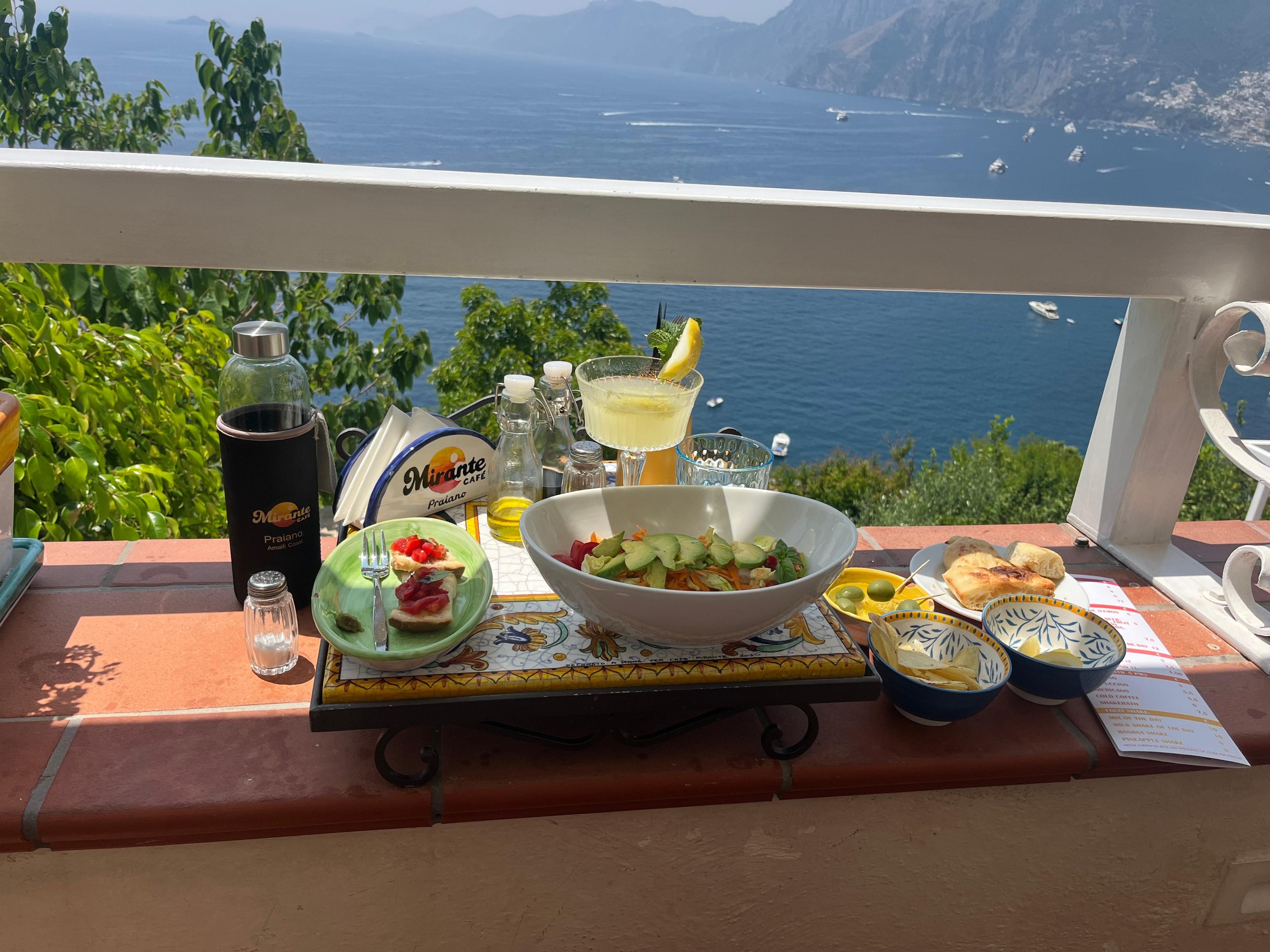 Enjoying lunch at Miranta on my way to the beach,
