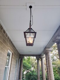 Gas lantern on balcony