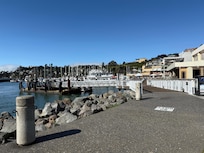 Down near the ferry. Get great coffee and a sweet from Arci (spelling?), find a bench and enjoy the view and the dog and people watching.