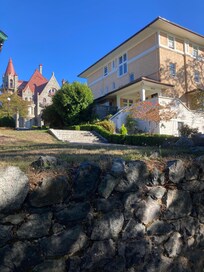 The guesthouse with castle in background