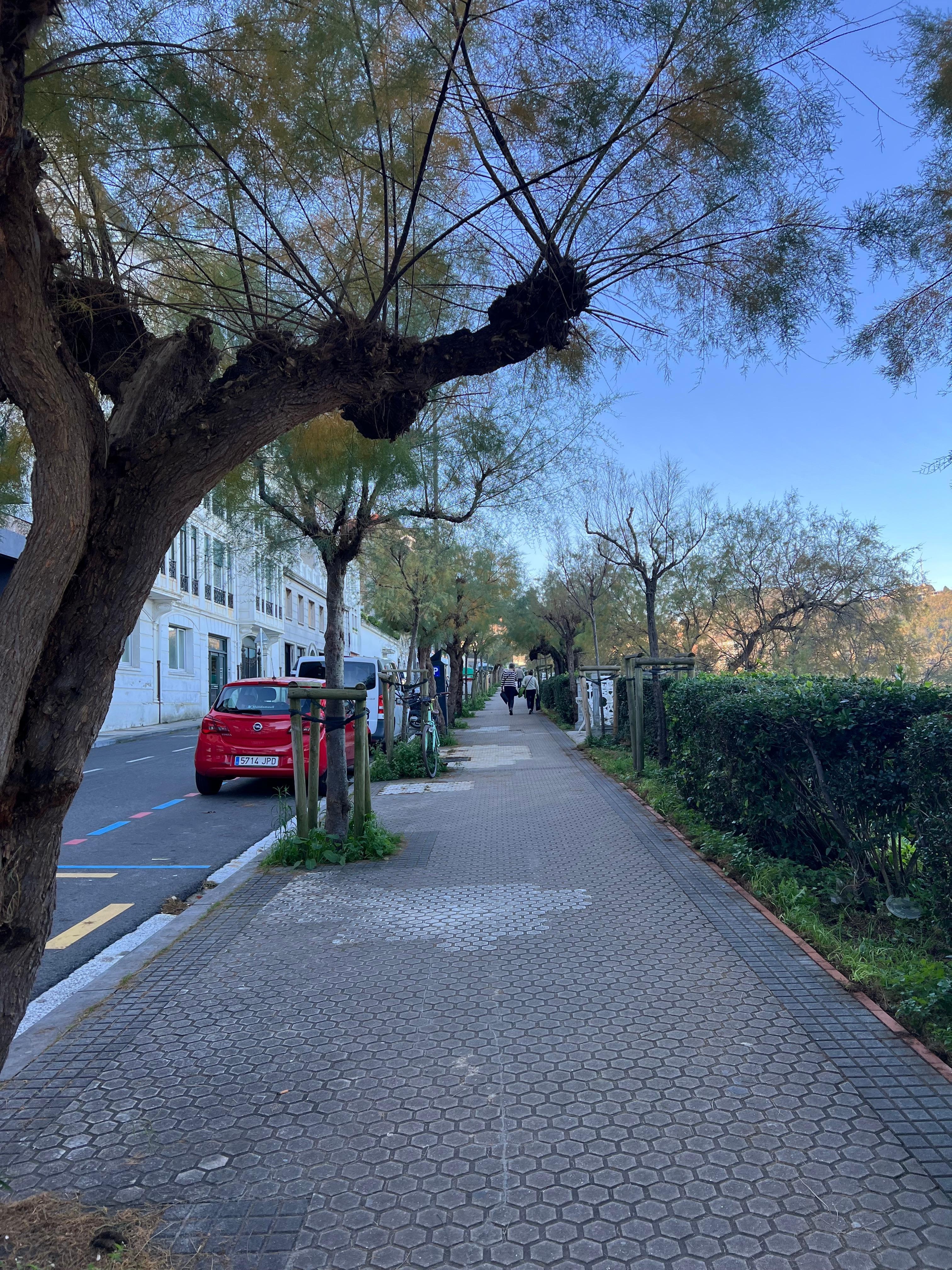 Sidewalk in front of hotel