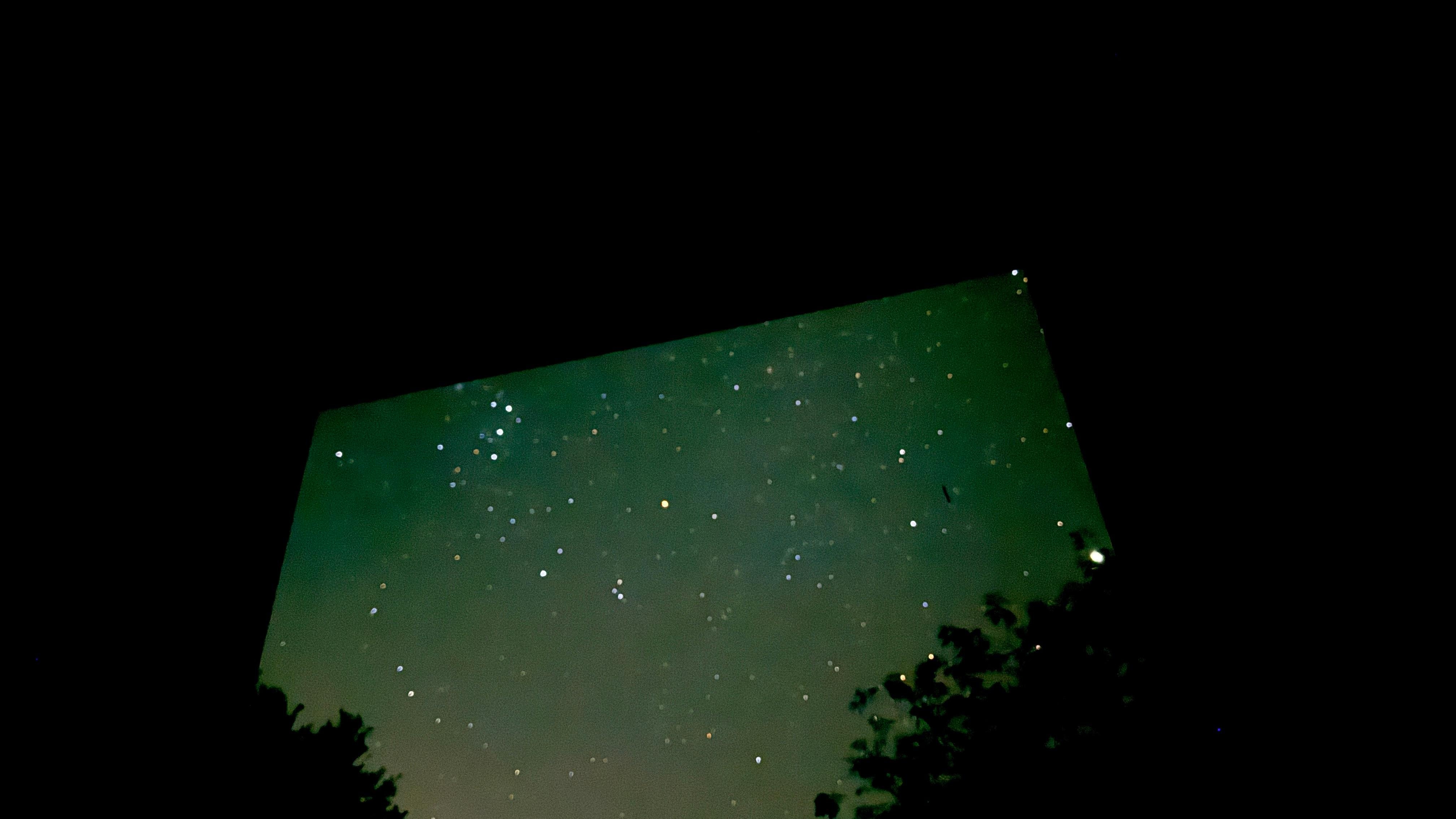 Night view through bedroom window 