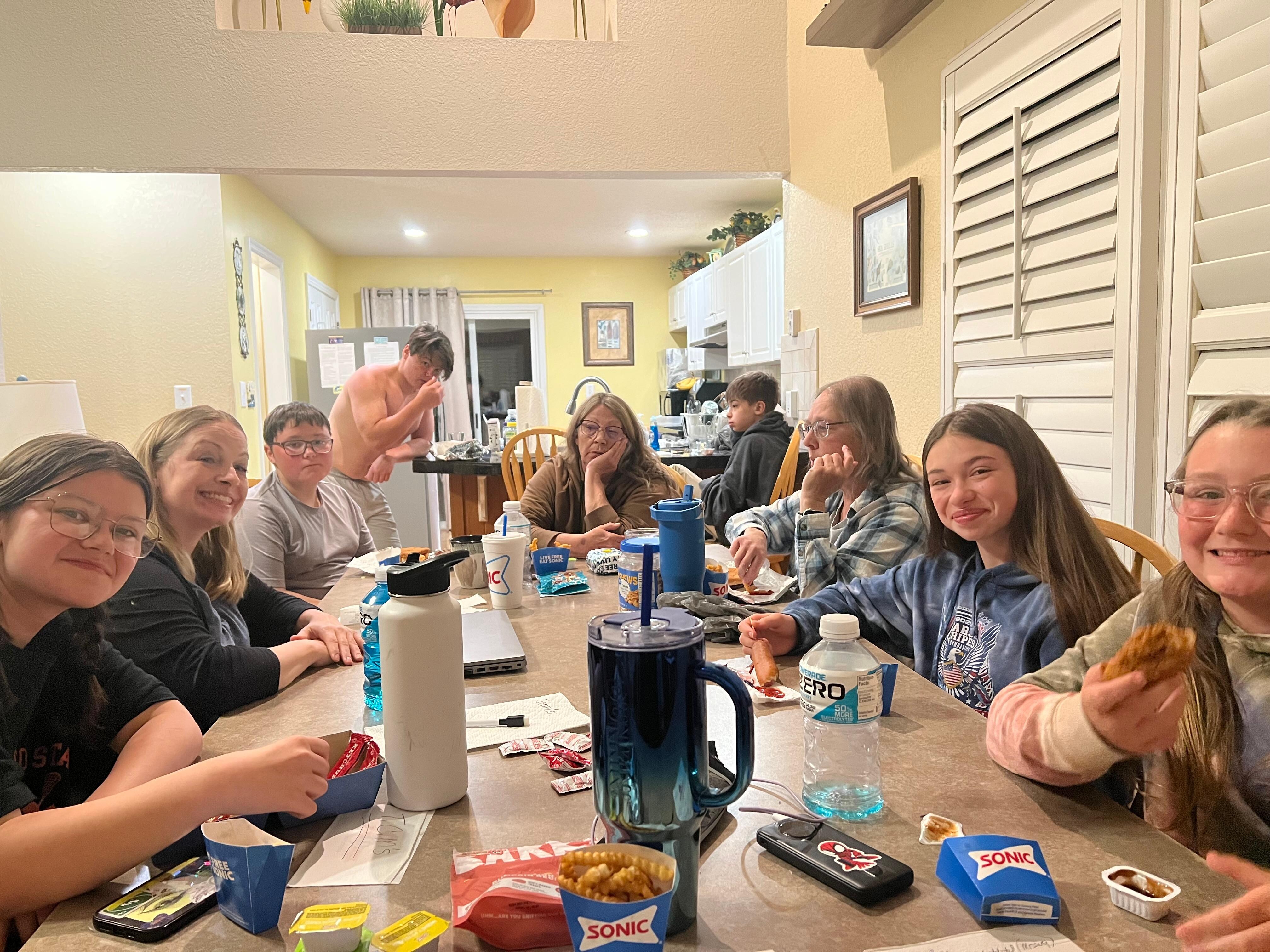 the family around the dinner table