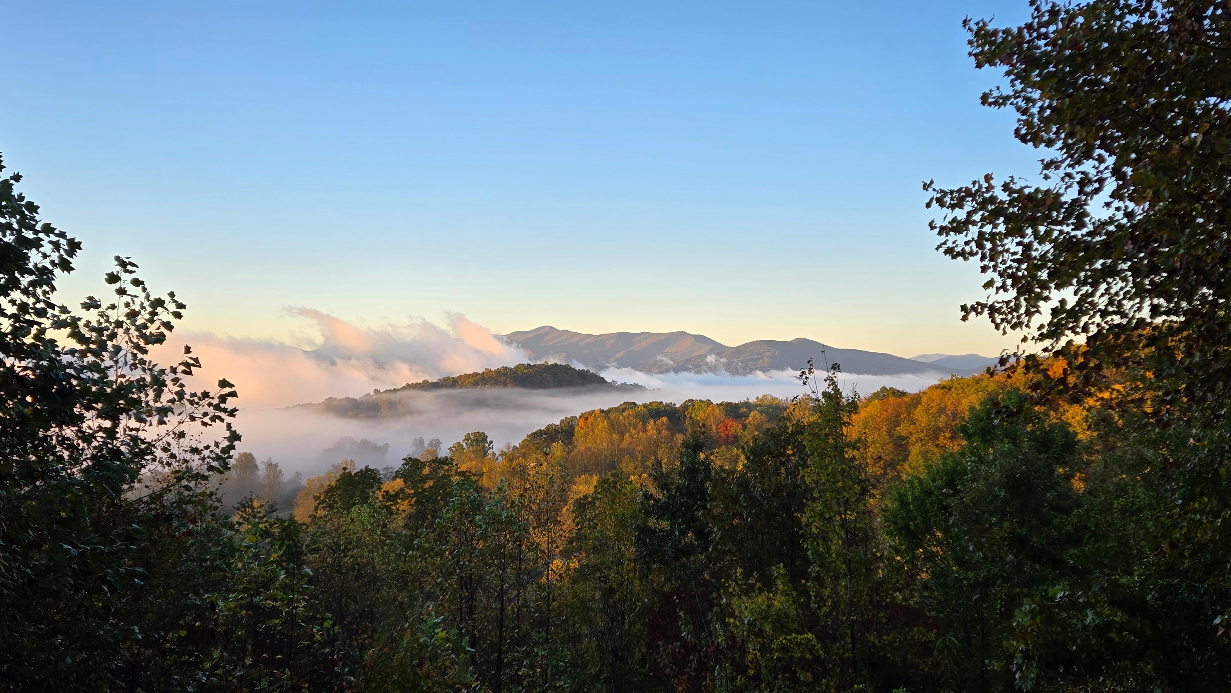 View from deck towards lake chatuge in morning