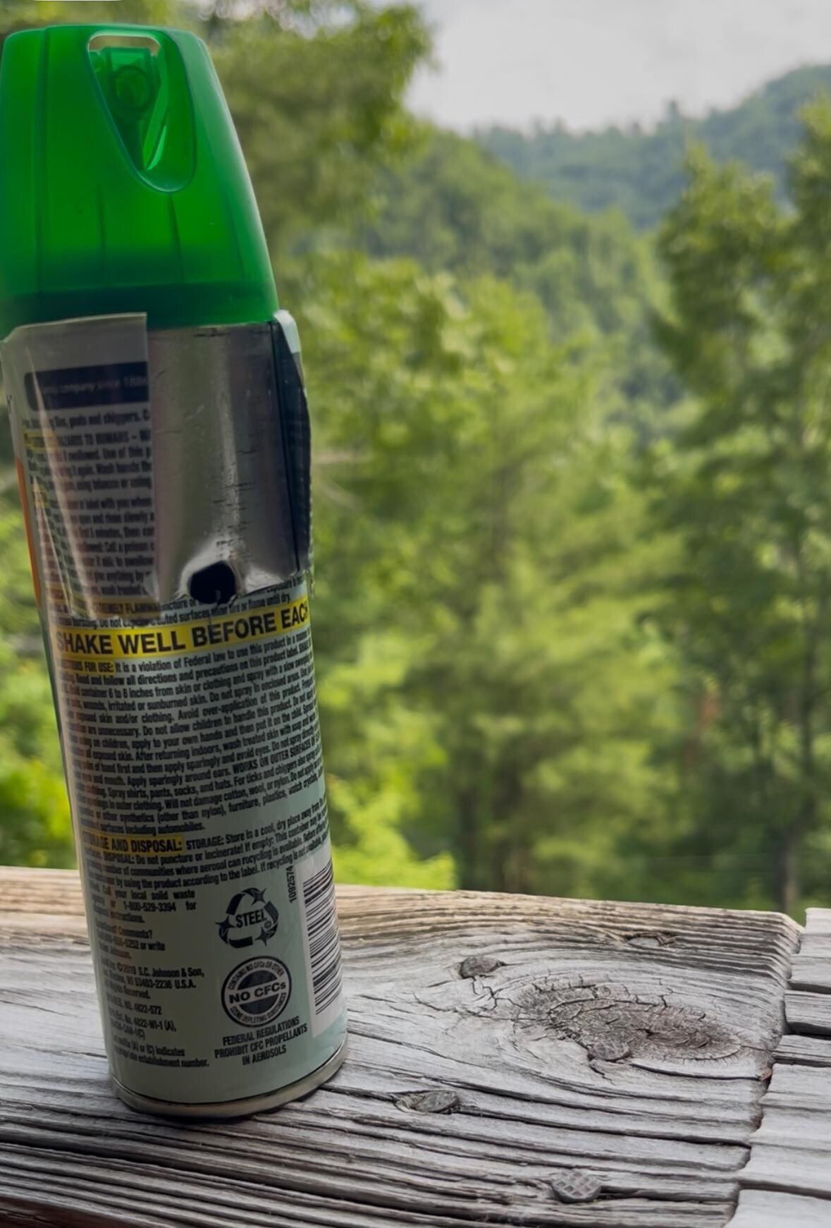 Something bit this can, left dirt tracks on the car seat.