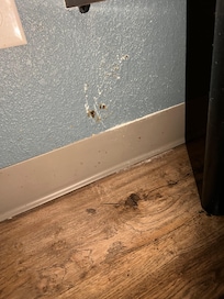 Wall under the nightstand had called on brown crude and I’m not sure what else.