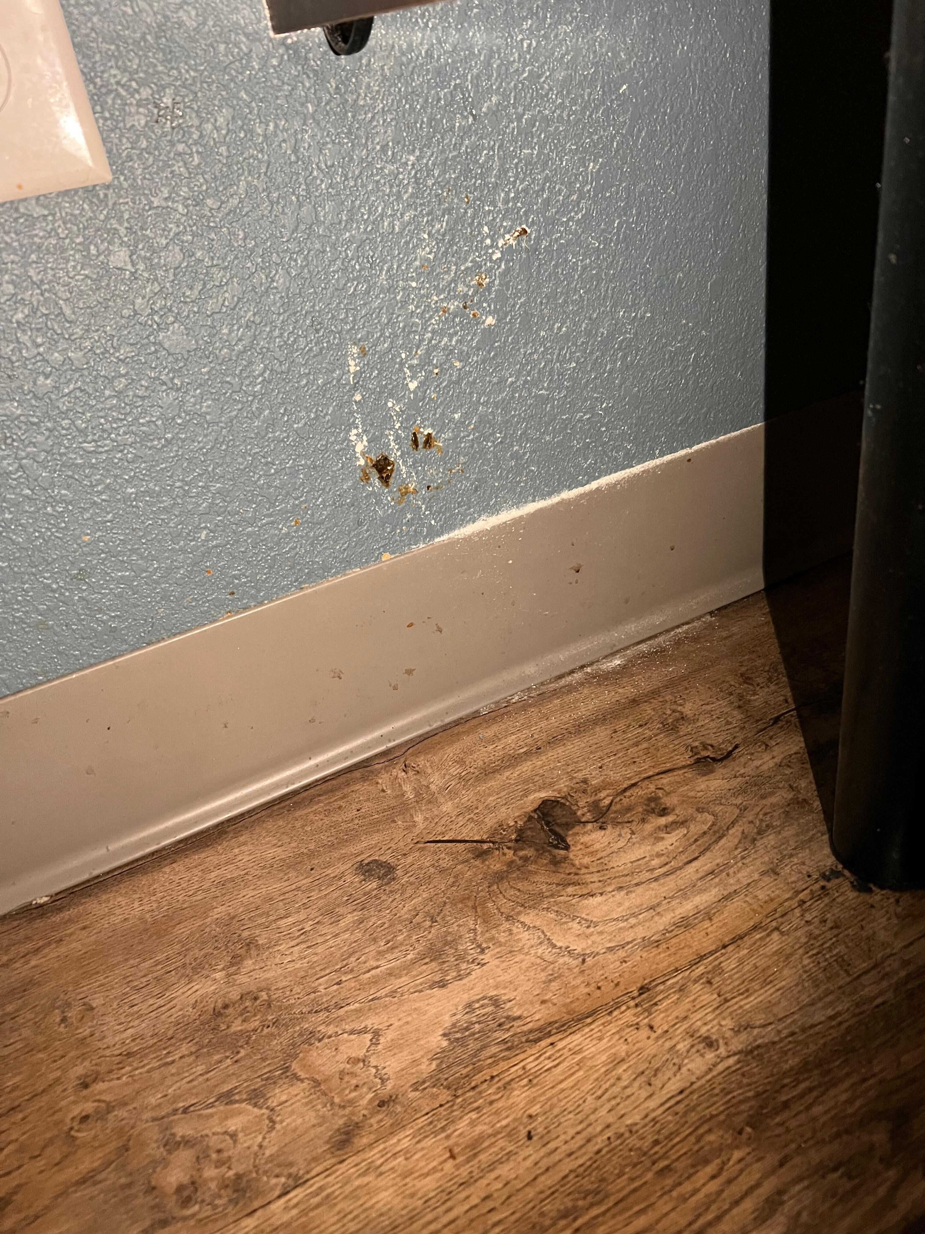 Wall under the nightstand had called on brown crude and I’m not sure what else.