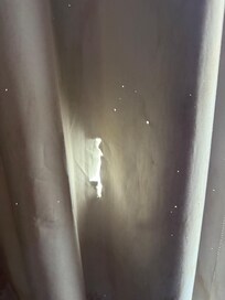 There were lots of these holes and tears on the curtains.