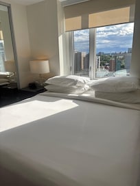 Bedroom, door did not close because of the size of the bed, but not an issue