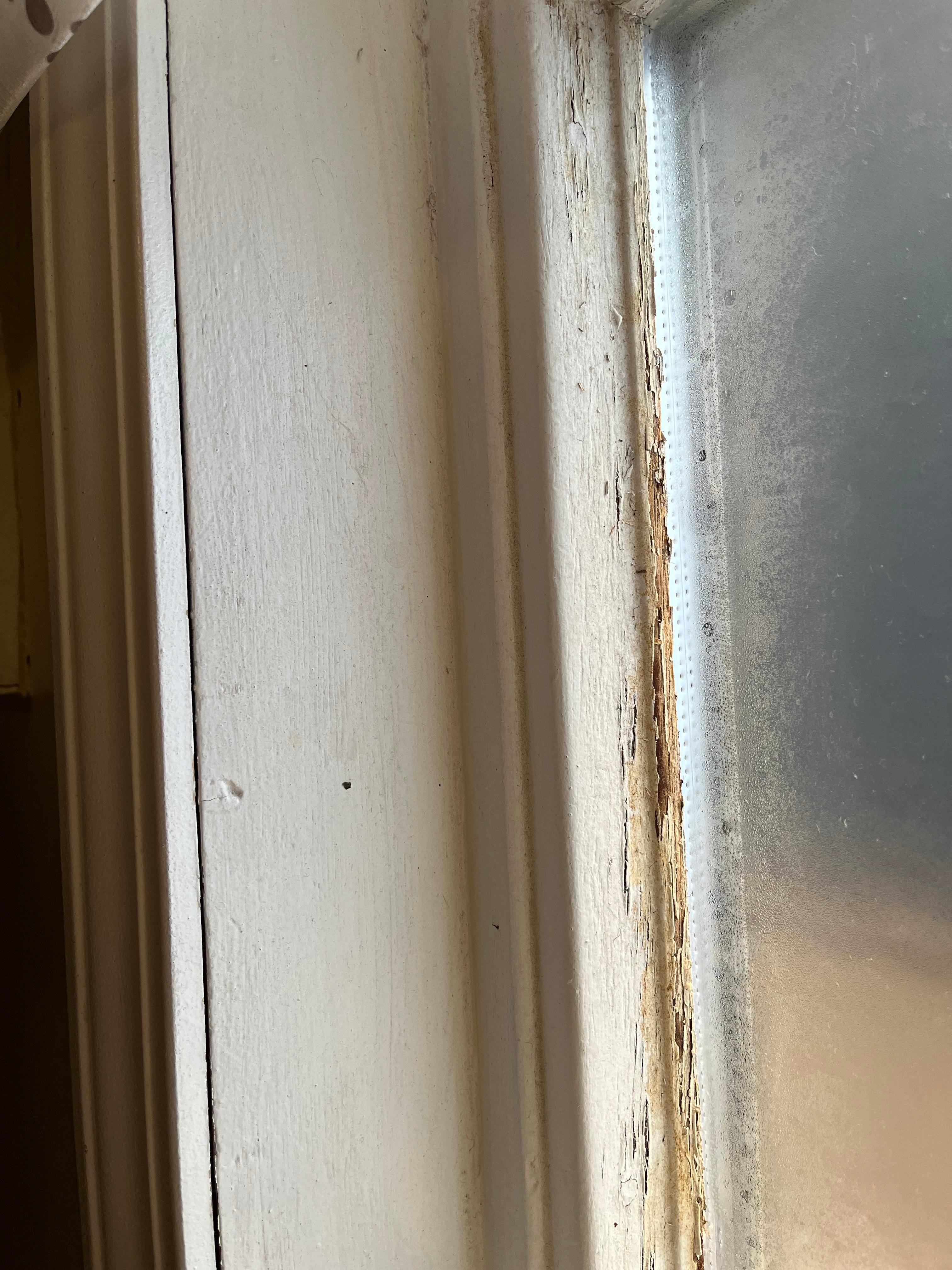 Window sill. Dirty and chipped. 