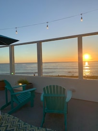 Second floor lounge area with perfect sunset views