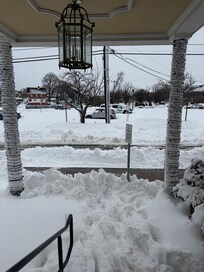 The parking lot in the back. Totally snowed in on Monday. No problem getting out on Tuesday 2 feet of snow!