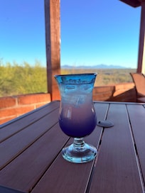 Enjoying the veranda - lovely glassware