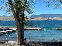 The swimming area that is crystal clear water.