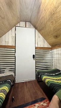 We were cozy with the 3” foam mattresses and bedding we brought.