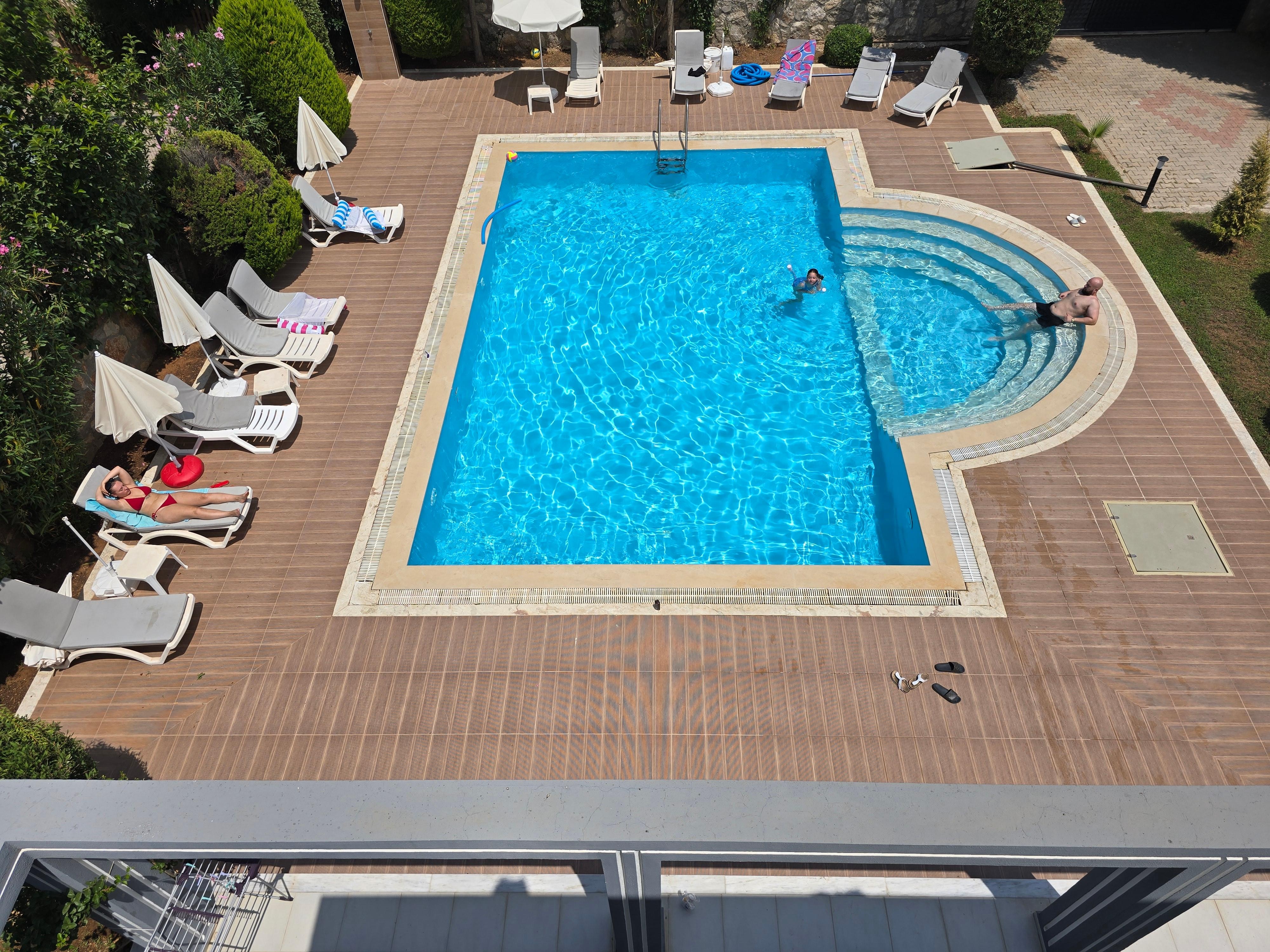 View from the balcony overlooking the pool