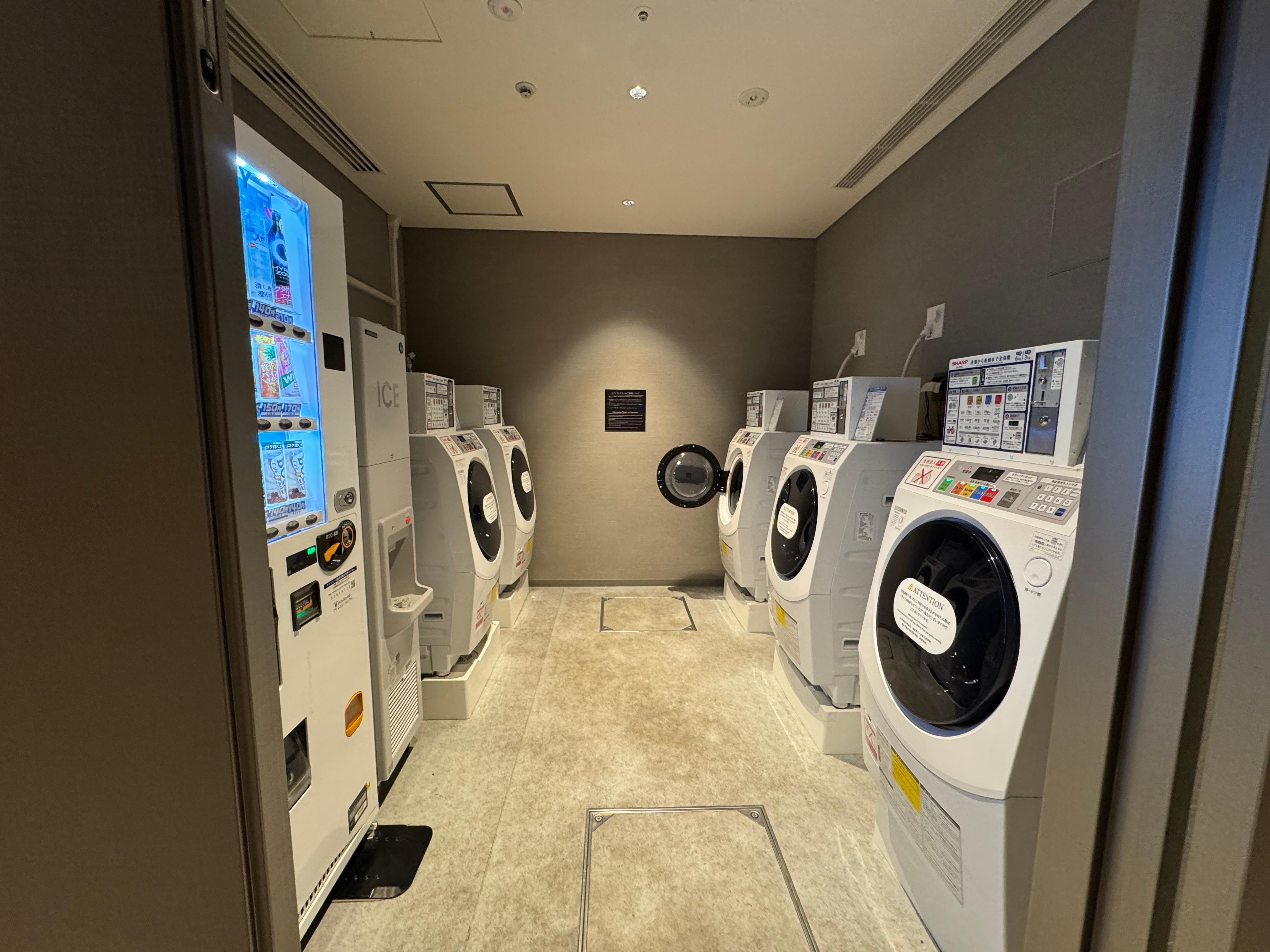 Laundry Facility. You can only use 100 yen coins . Best time to use is before 6 am.