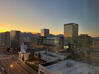 city and mountain view from 10th floor room