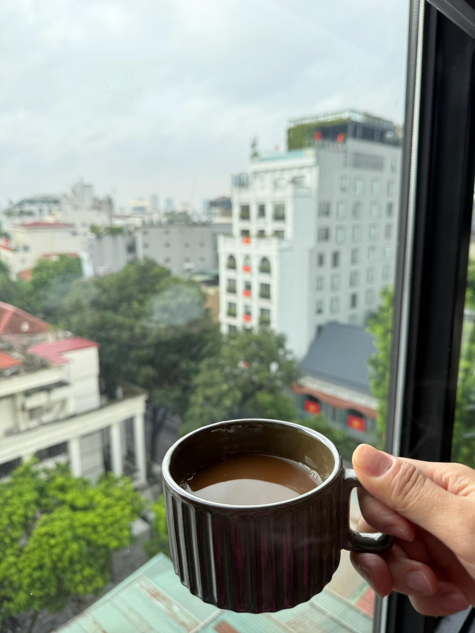 Breakfast coffee with this view
