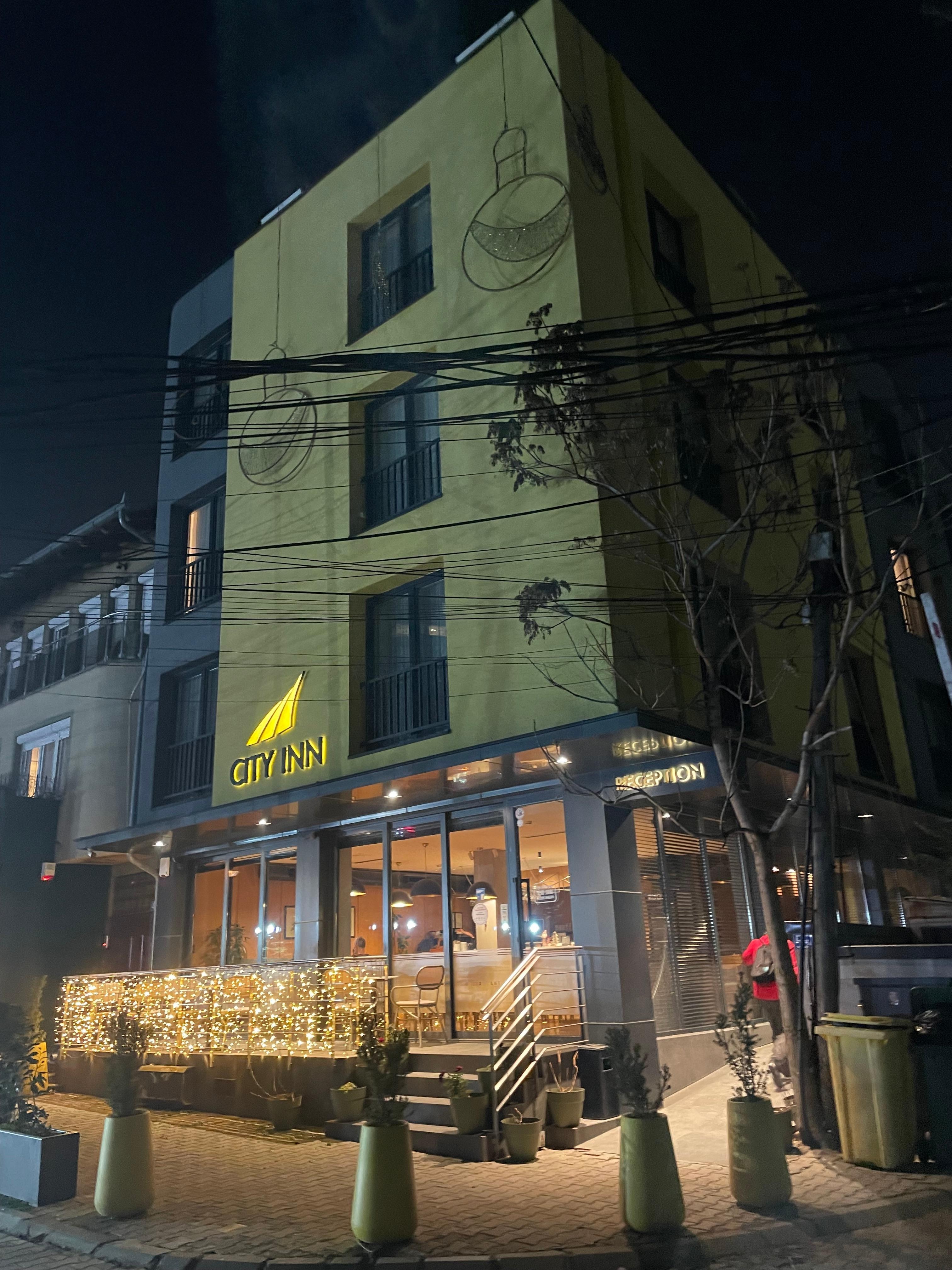 the front of the hotel, prime location, at the heart of the city