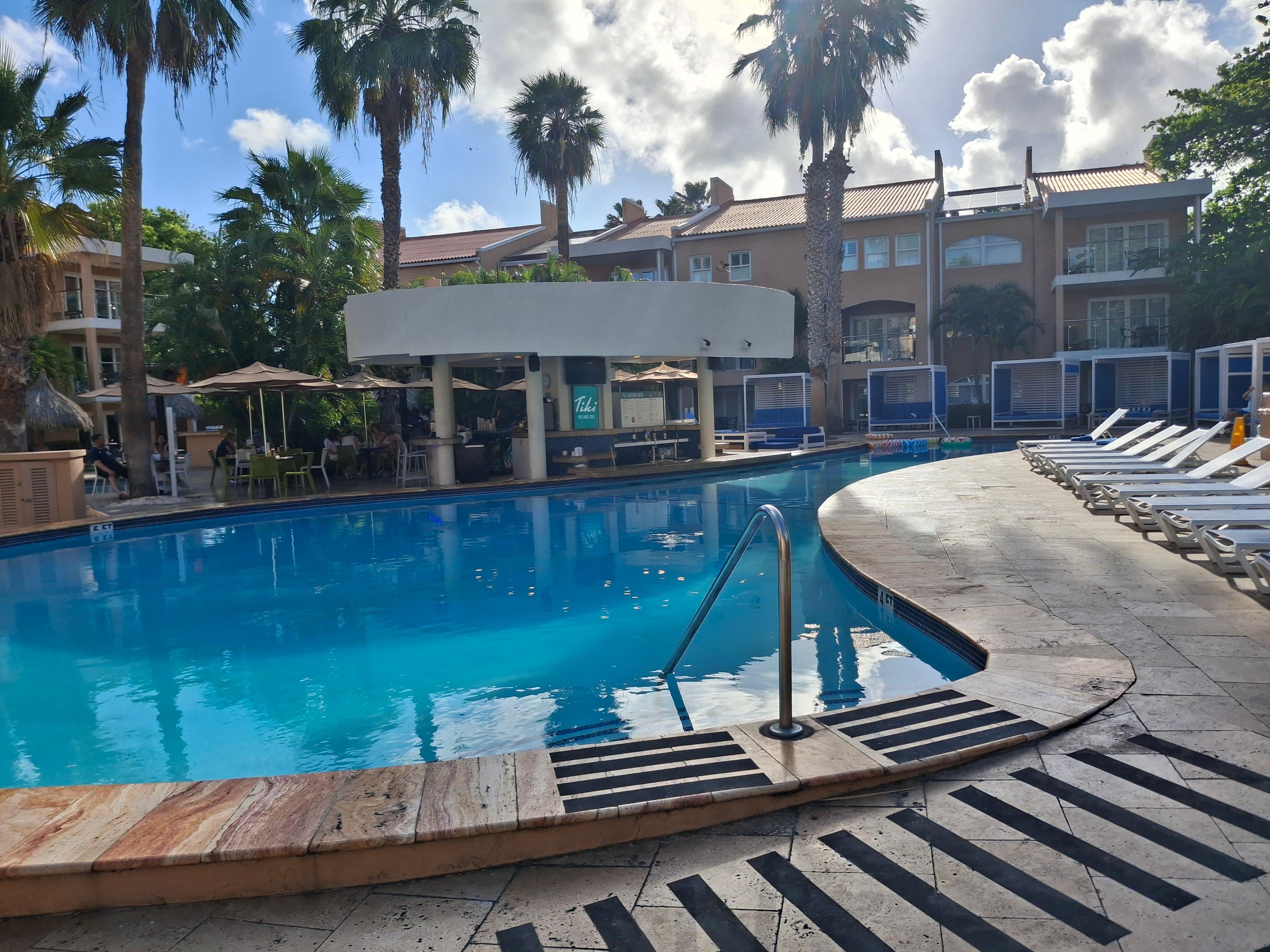 Tiki Bar and main pool at Divi Dutch 