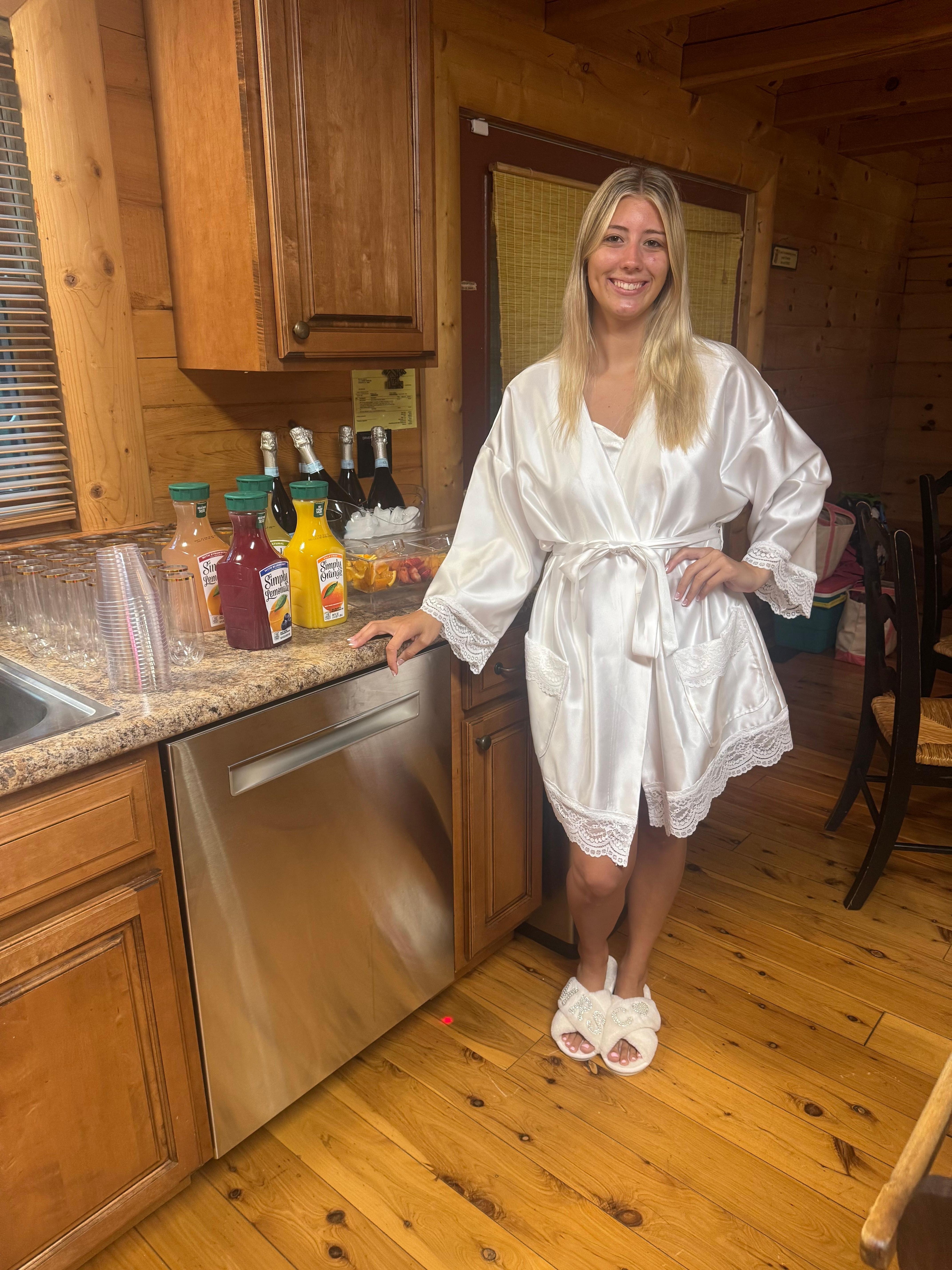 The bride to be getting ready for hair and makeup! 