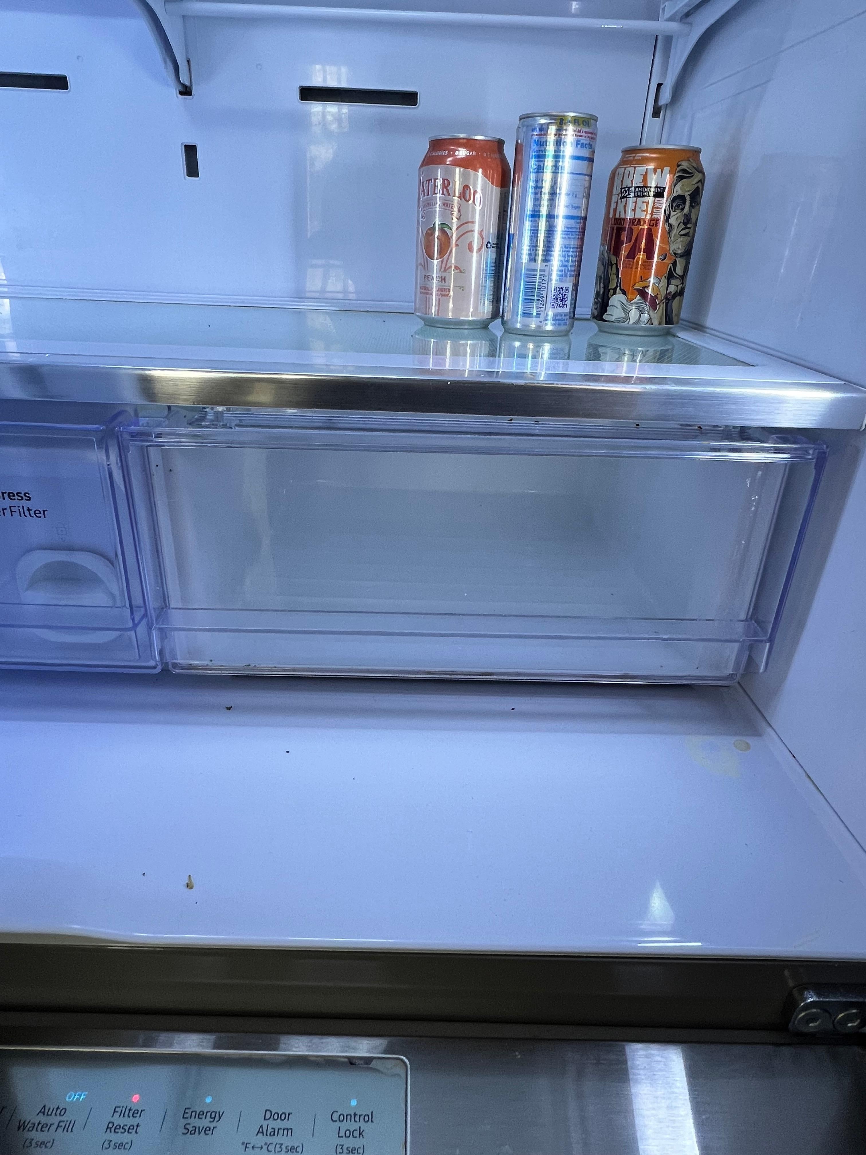 Inside fridge had dried milk