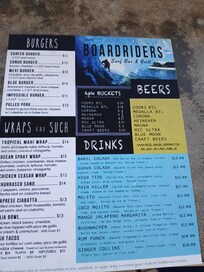 Boardwalk menu