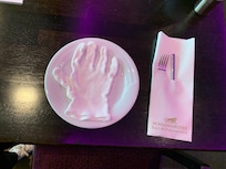 You get a glove at breakfast - and you need to wear it (and a face mask) when you go to the buffet!