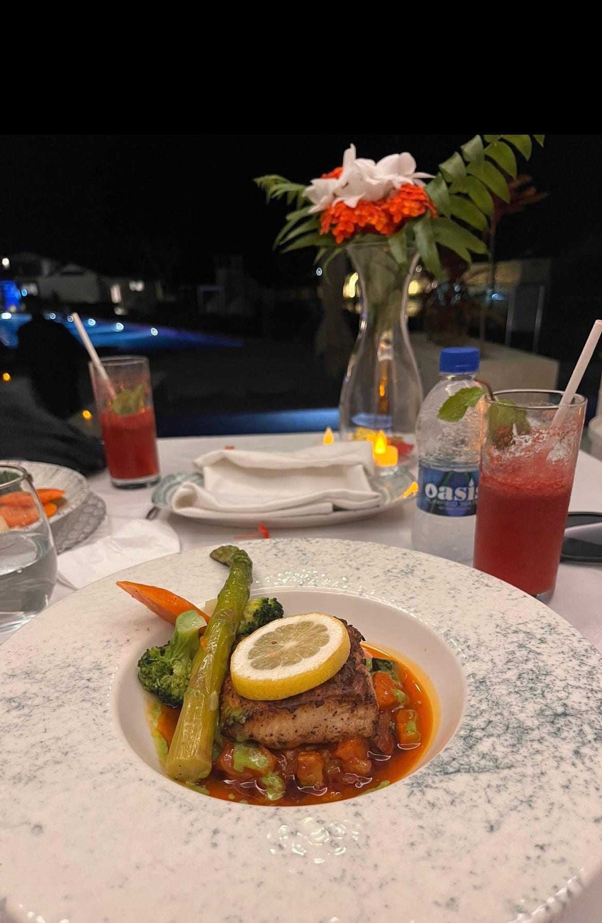 Delicious seafood anniversary dinner. 