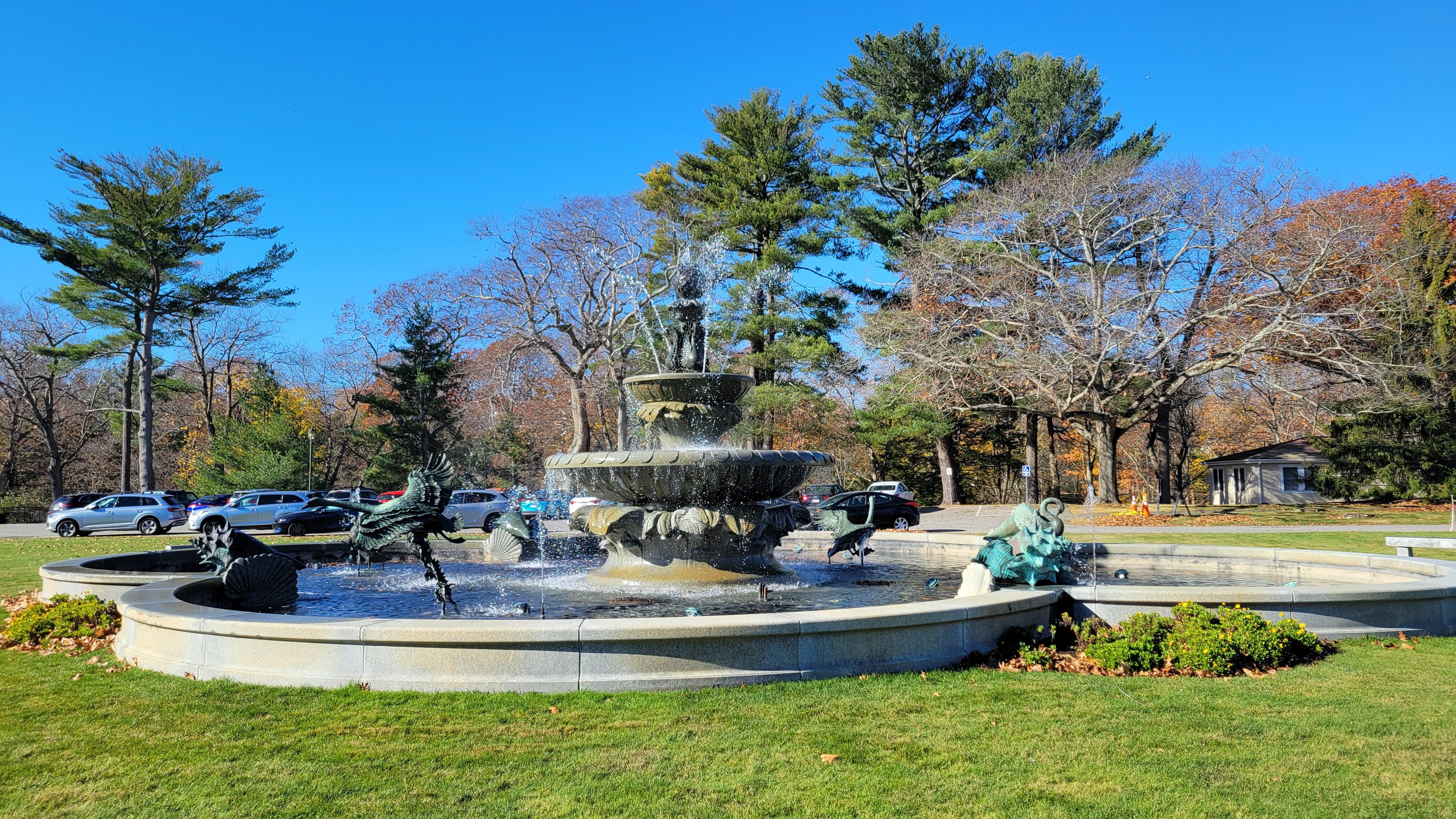 Fountain in center of hotel and facility