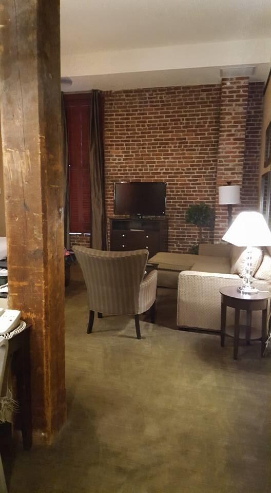 Gorgeous exposed brick walls and beams