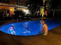 The pool at night was quiet and calm - a perfect way to relax