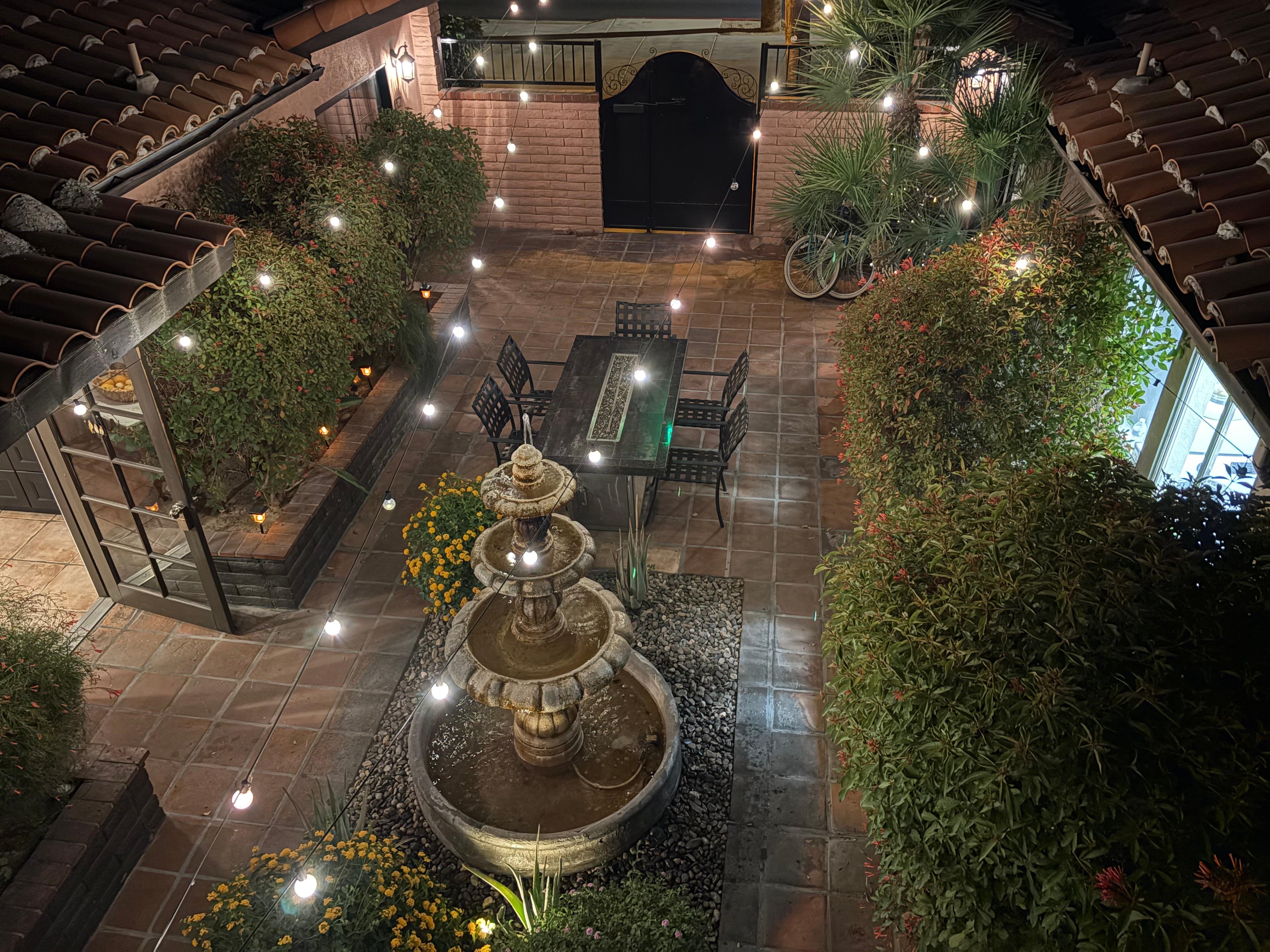 Courtyard at night. 