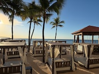 Cabanas outside the beach front rooms