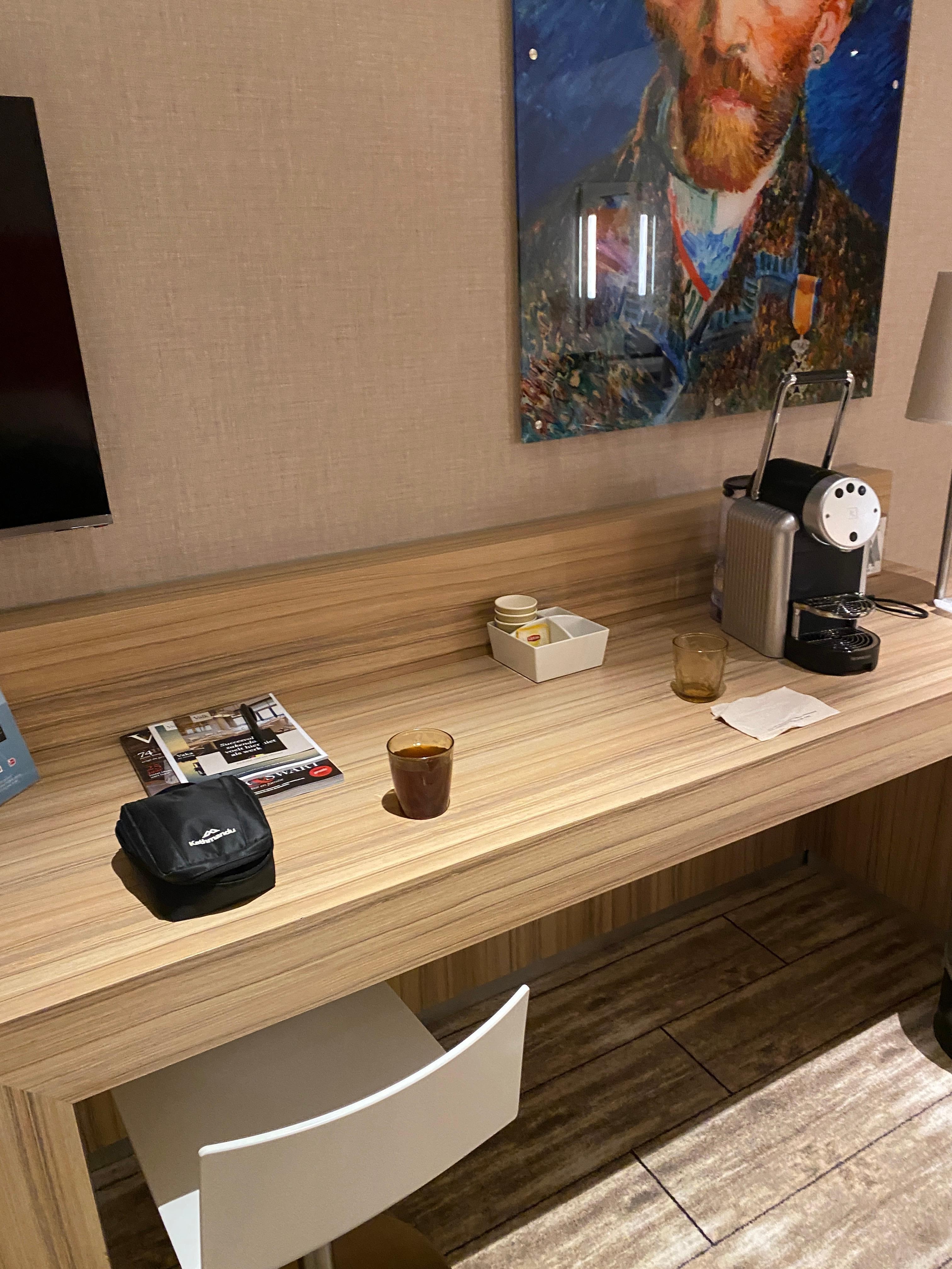 office desk and coffee making faciities