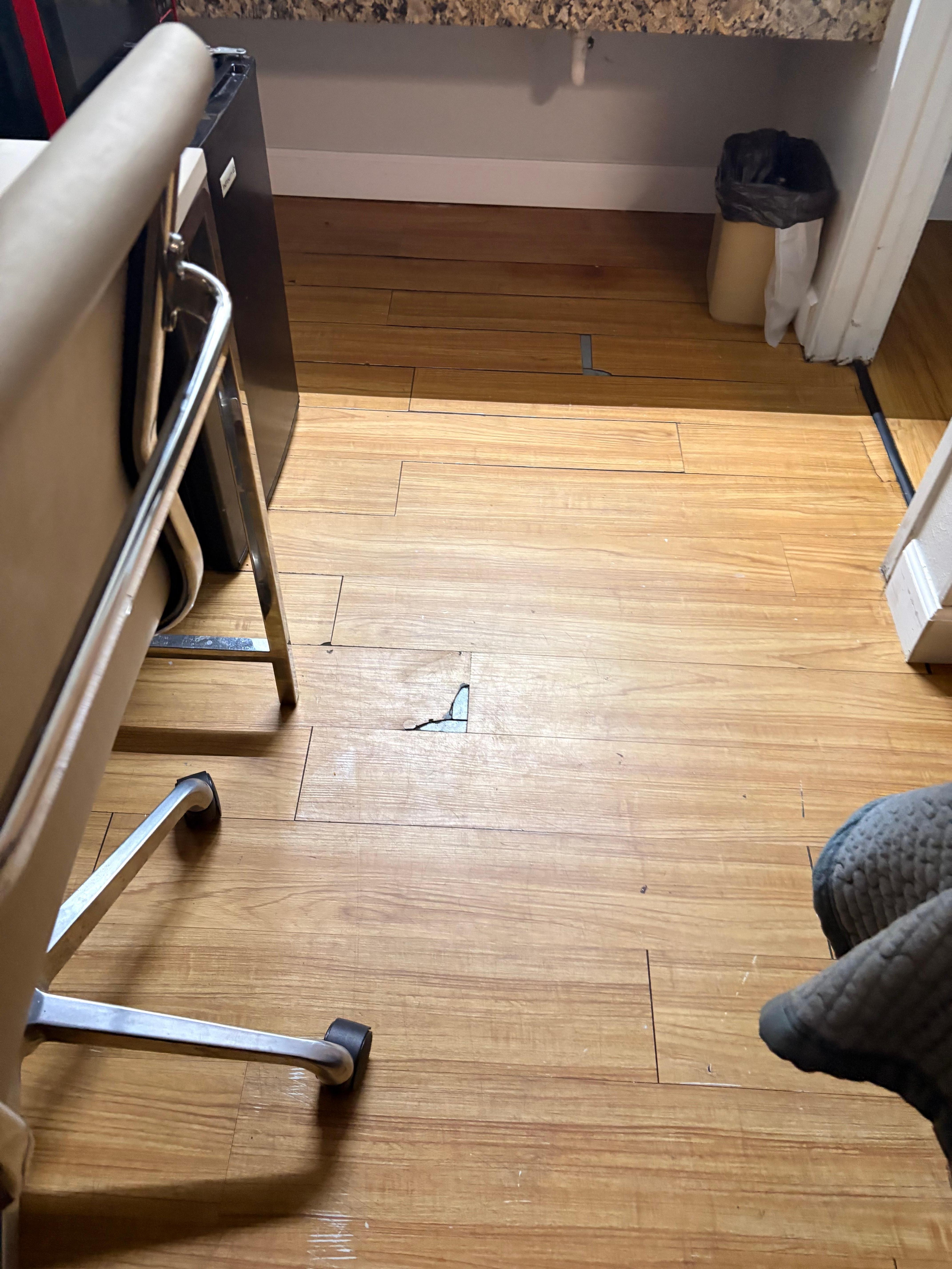 Floor broken as well as super dirty. 