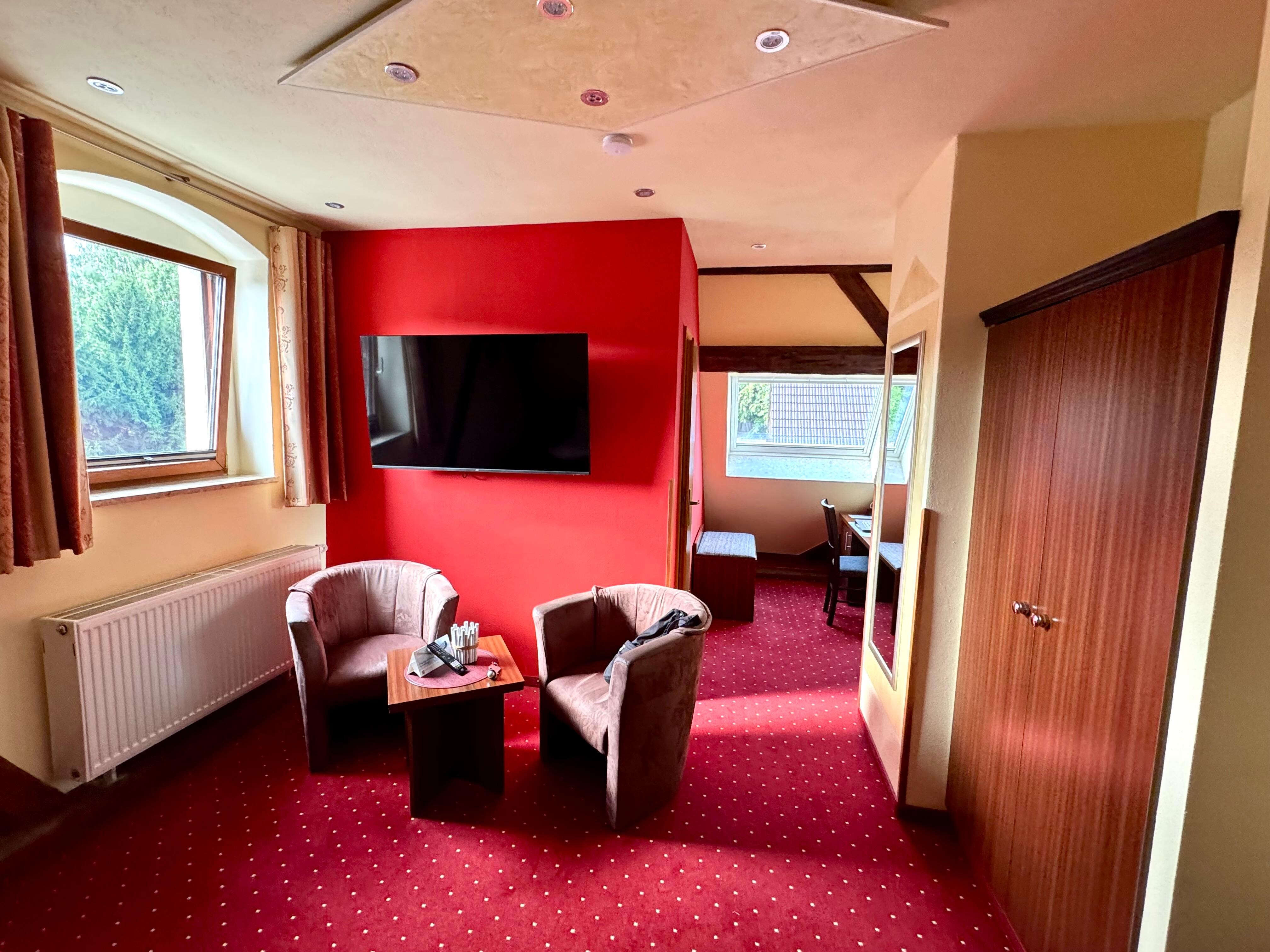 Our room was spacious enough for a desk and a sitting space.