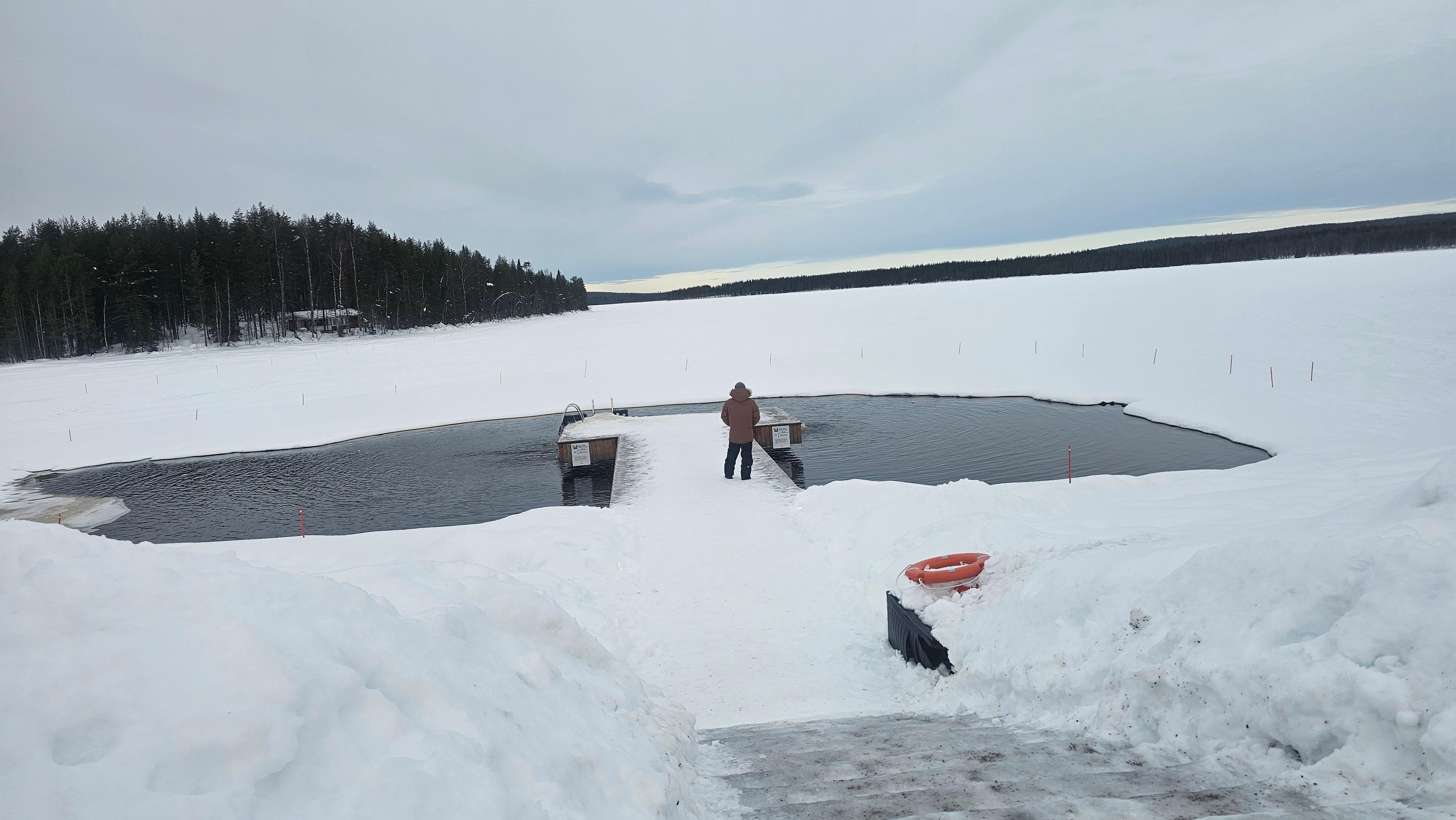 Lake view and spot for icy dip.