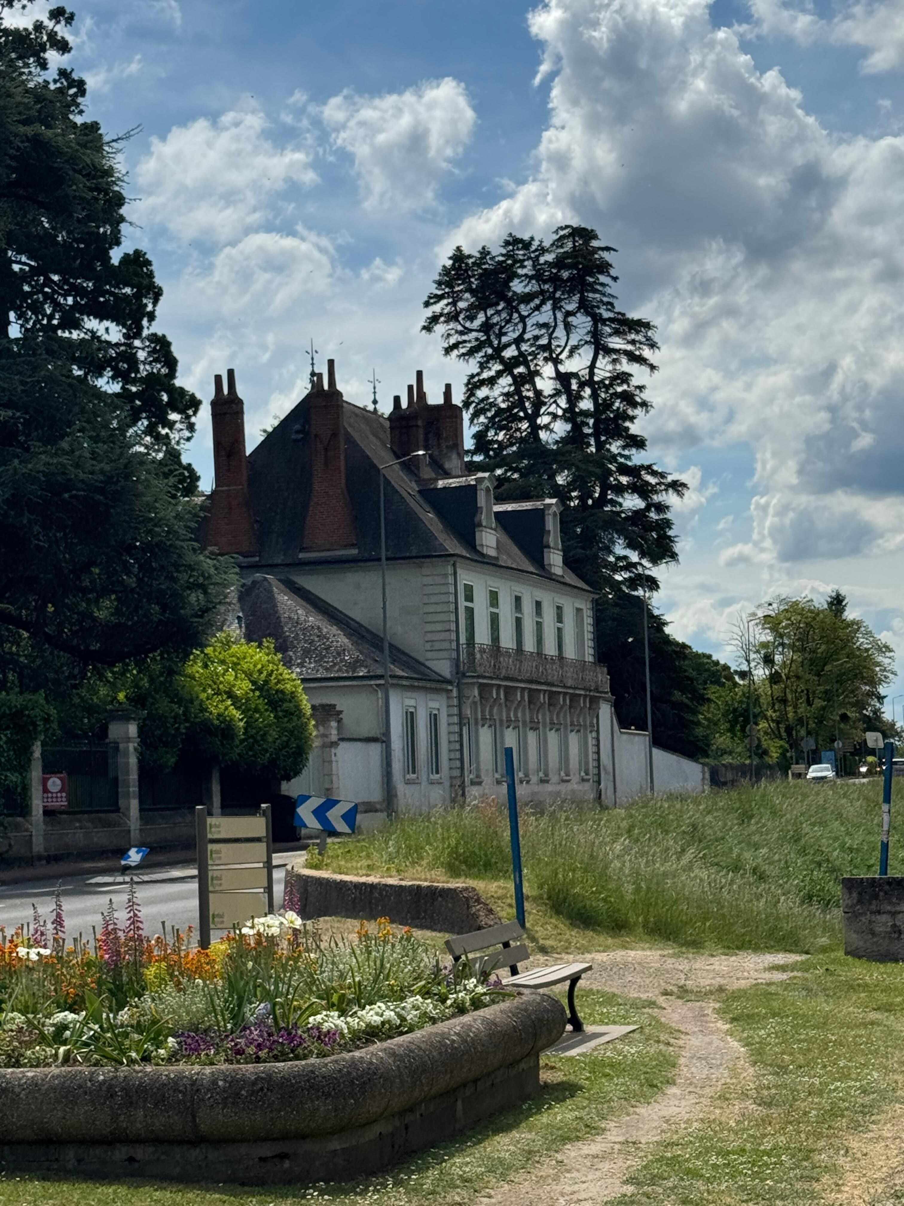 View of the chateau from the road along the river