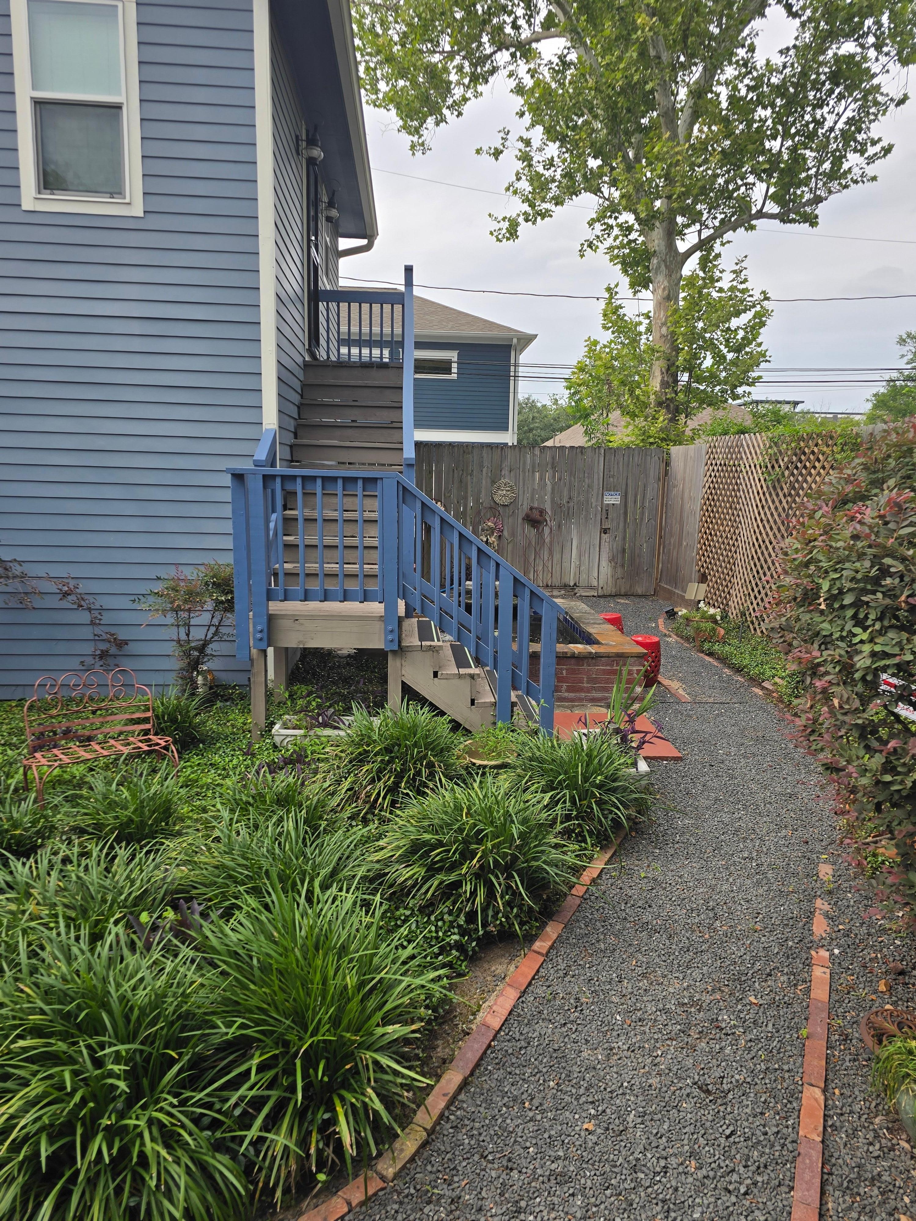 Walkway to koi pond